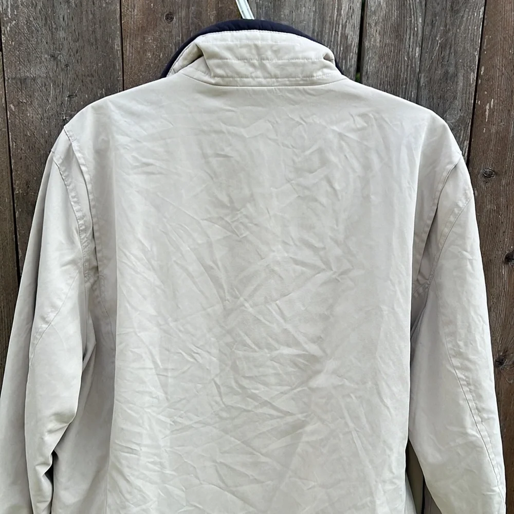 London Fog Beige Litchfield Zip Up Jacket Large Faux Suede Neutral Coat
